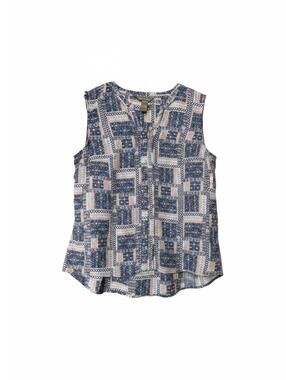 Bit & Bridle Sleeveless Patterned Blouse - Size L